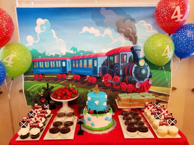 GYA 7x5ft Stream Train Party Theme Backdrop for Photography Christams Train Background Children Birthday Party Adventure Family Kids Portrait Gathering Photography - Image 2